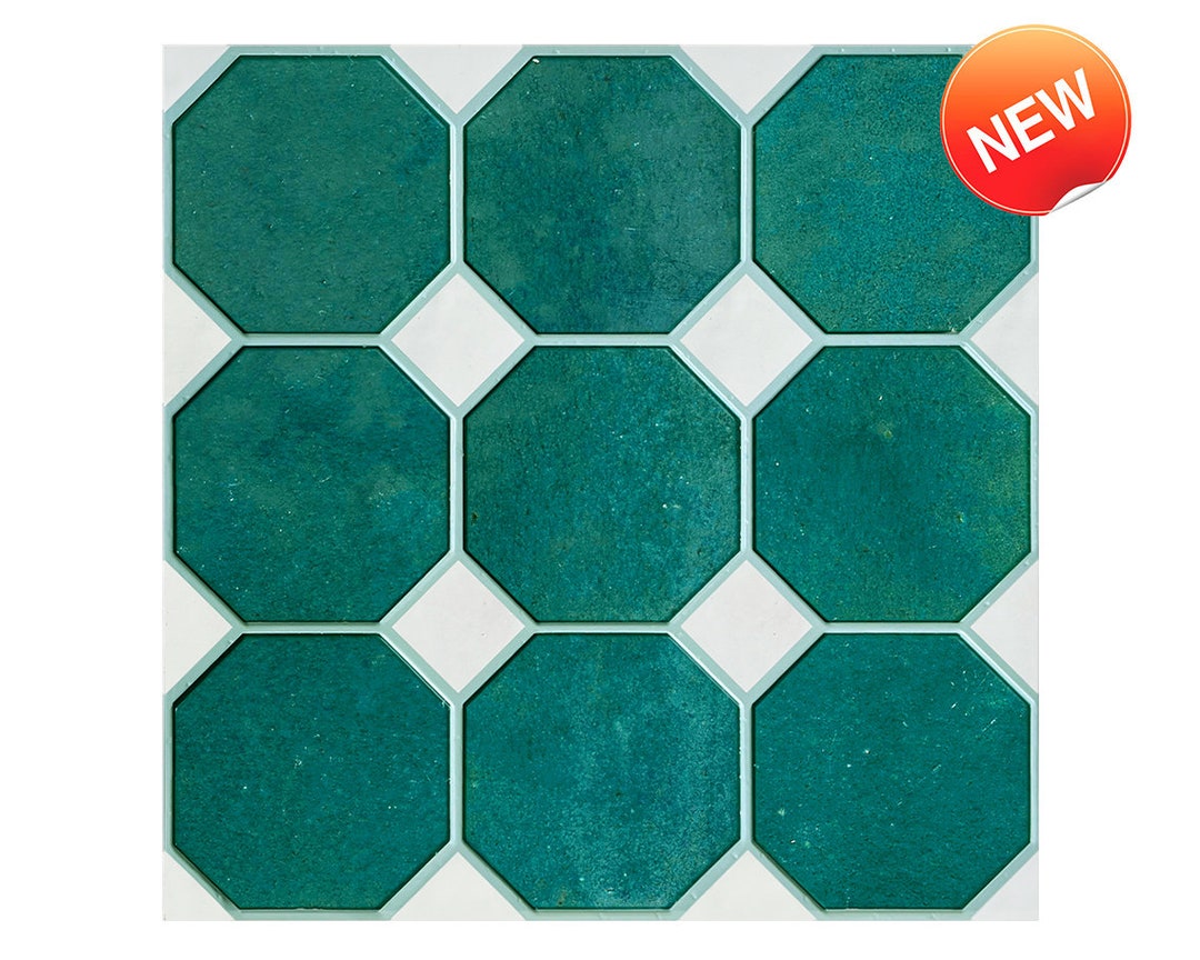 10 Pcs 3D Geometric Peel and Stick Wall Tile, Green Backsplash Stick on