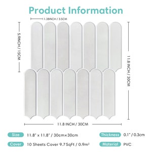10Pcs 3D Fish Scale Peel and Stick Tile Backsplash Kitchen, Easy DIY Light Gray Peel and Stick Wall Tile, Heat Water Resistant,Ultra-Light image 2