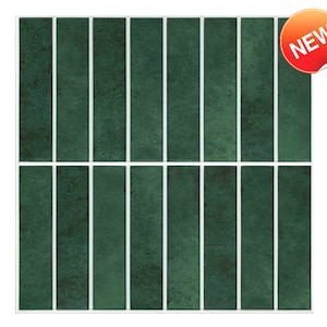 10Pcs | 3D Dark Green Peel and Stick Backsplash Tile,Matt Mosaic Stick on Tiles for Interior Wall Decor,Heat & Water Resistant,11.8"x11.8"