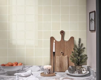 Thicker 3D Beige Square Peel and Stick Backsplash: Vinyl Tile Waterproof (10pcs 12"x12")