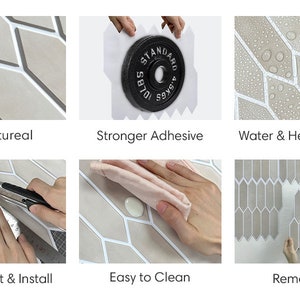 10 Pcs 3D Hexagon Peel and Stick Backsplash Tile, Easy DIY 3D Self Adhesive Wall Tiles, Heat and Water Resistant 11.8x11.8 Commomy image 10