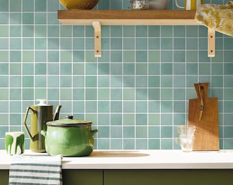 3D Green Peel and Stick Tile Backsplash: Matte PVC Wall Panels Sticker (10 Pcs)