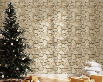 3D Faux Stone Peel and Stick Wall Tile: Light Brown DIY Panels