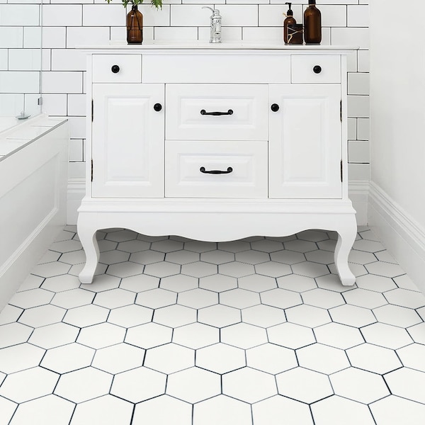 Hexagon Floor Tile Bathroom Peel And Stick