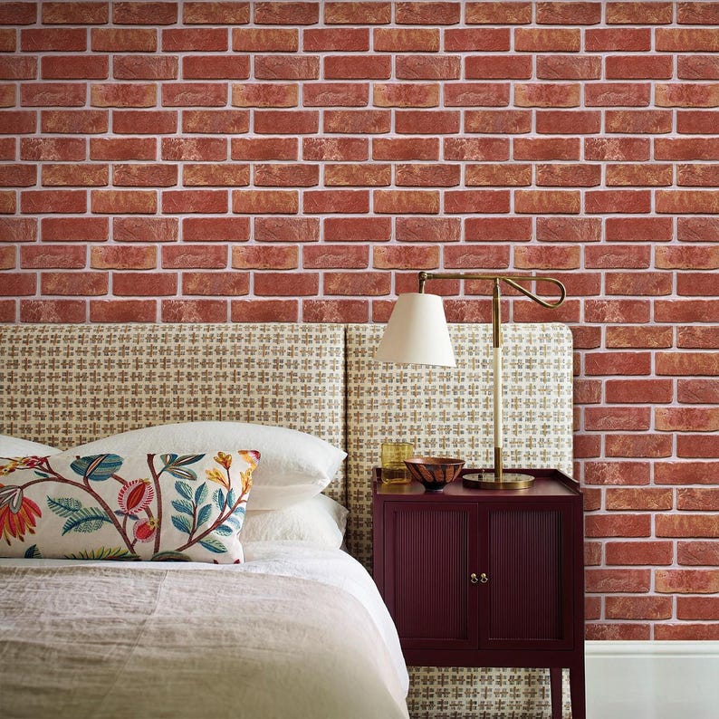 3D Red Brick Wall Sticker: Peel and Stick Brick Panels Wallpaper, 10 ...