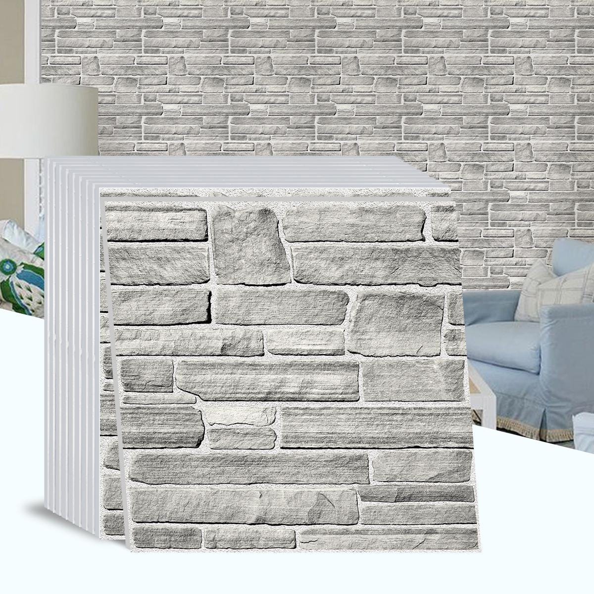 Pannelli 3D Autoadesivi In PE 70X70cm MATTONI BIANCHI - 5