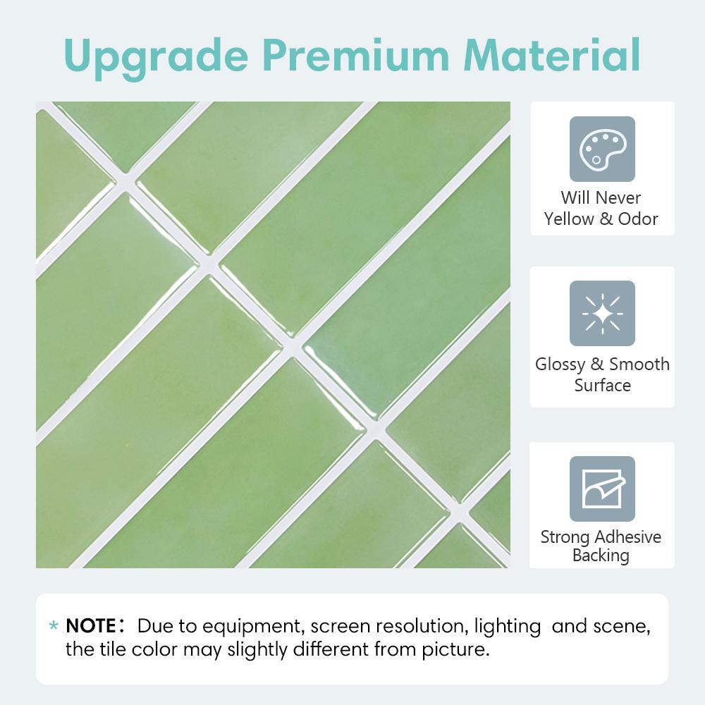 10x Fliesenaufkleber Grün 30x30cm - Selbstklebend Für Küche & Bad