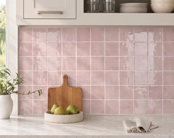 Thicker 3D Pink Peel and Stick Tiles: 3D Square Vinyl Backsplash Waterproof (10pcs 12"x12")
