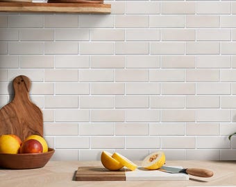 3D Subway Wall Tile Sticker: Matte Beige Peel and Stick Backsplash Kitchen Bathroom