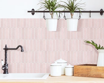 10Pcs | 3D Pink Peel and Stick Tile for Wall, Fish Scale Peel Stick Backsplash Kitchen, Heat & Water Resistant,Removable,Easy DIY, Commomy