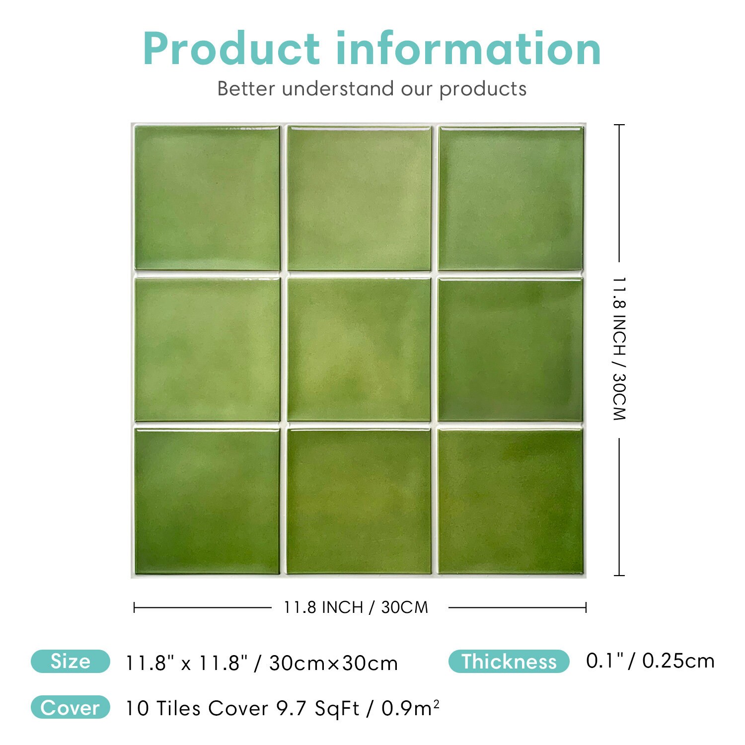 10 Pcs 3D Green Peel and Stick Wall Tile Green Backsplash Etsy