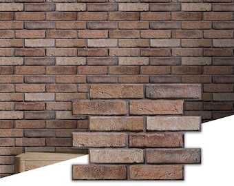 3D Brown Brick Peel and Stick Wall Panels, PVC Wall Sticker Wallpaper, 10 Sheets