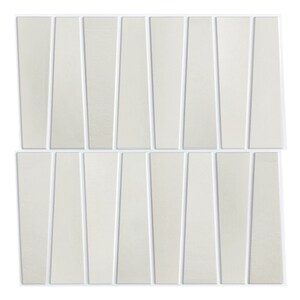 10 Pcs | 3D Trapezoid Peel and Stick Tile Backsplash, Easy DIY Cream 3D Geometric Self Adhesive Wall Tiles,Heat Water Resistant 11.8"x11.8"