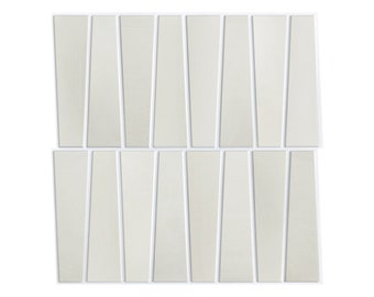10 Pcs | 3D Trapezoid Peel and Stick Tile Backsplash, Easy DIY Cream 3D Geometric Self Adhesive Wall Tiles,Heat Water Resistant 11.8"x11.8"