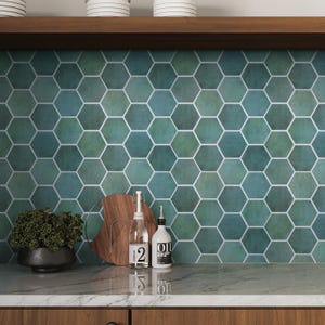 Matte Green Hexagon Peel and Stick Backsplash Wall Tile: 10 Sheets PVC Wall Panels