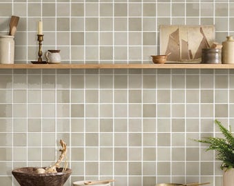 Thicker 3D Beige Peel and Stick Wall Tiles: 3D Square Vinyl Backsplash, 10 Sheets