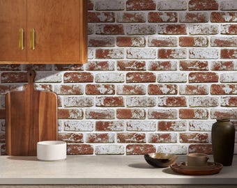 3D Red Brick Peel and Stick Wall Panels: Brick Sticker Wallpaper, 10 Sheets