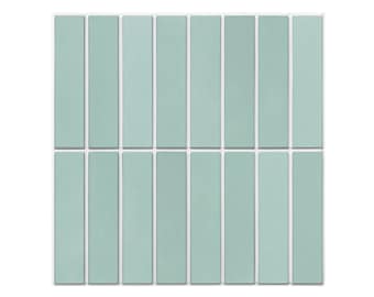 10Pcs | 3D Green Peel and Stick Backsplash Tile, Aqua Matt Mosaic 3D Wall Panels for Interior Wall Decor,Heat & Water Resistant,11.8"x11.8"