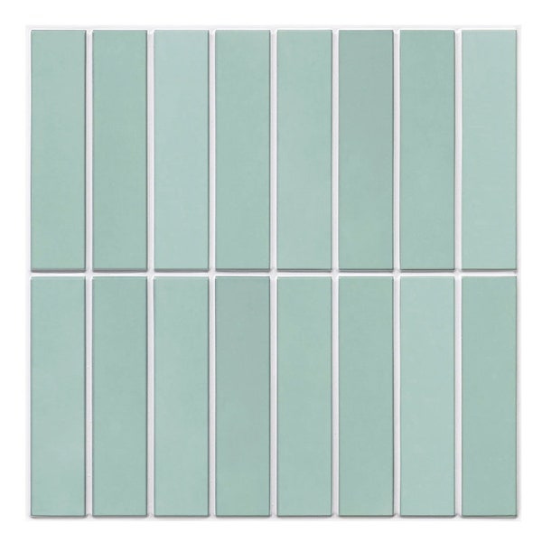 10Pcs | 3D Green Peel and Stick Backsplash Tile, Aqua Matt Mosaic 3D Wall Panels for Interior Wall Decor,Heat & Water Resistant,11.8"x11.8"