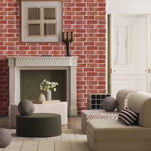 3D Red Brick Peel and Stick Wall Panels, Faux PVC 3D Brick Wallpaper Self Adhesive Brick Wall Sticker, Waterproof, 10pcs 12&quot;x12&quot; Commomy