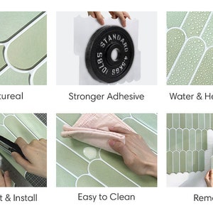 10Pcs 3D Fish Scale Peel and Stick Tile for Wall, Light Green Peel Stick Backsplash Kitchen, Heat Water Resistant,Ultra-Light,Easy DIY image 5