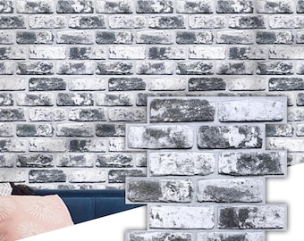 Whitewash Brick Self Adhesive Wall Panels: 3D PVC Brick Wallpaper, 10 Sheets