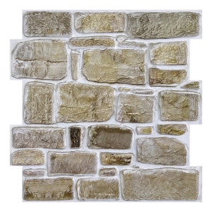 Pannelli murali in pietra 3D, piastrelle da parete staccabili e adesive, finta pietra, rivestimento murale in pietra autoadesivo per decorazioni murali interne fai da te, fattoria, 10 pezzi