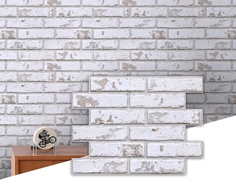 White Brick Peel and Stick Wall Panels, 3D PVC Wall Sticker Wallpaper