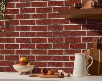 Red Brick Peel and Stick Wall Panels: 3D Brick Sticker Wallpaper, 10 Sheets