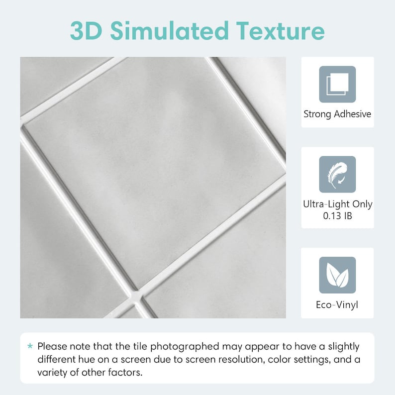 10 Pcs 3D Square Peel and Stick Tile Backsplash,Mist-Gray DIY 3D Self Adhesive Decorative Tiles Interior Wall Decor,Heat Water Resistant zdjęcie 3
