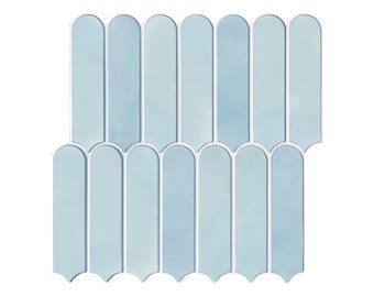 10Pcs | 3D Fish Scale Peel and Stick Tile Backsplash, DIY Light Blue Stick on Tiles for Wall Decor, Heat & Water Resistant, 11.8"*11.8"