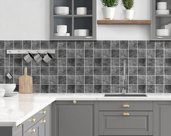 10pcs | 3D Gray Ceramic Peel and Stick Wall Tile Backsplash, Stick on Faux Brick Wall Panels, Heat&Water-Resistant, 9.7 Sq.ft. Commomy