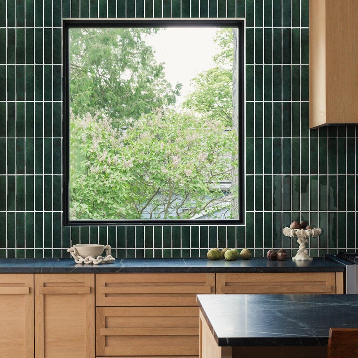 10 Stück 3D Fliesenaufkleber Grün | Selbstklebende Vinyl Fliesen 29x22,9cm | Wasserfest Für Küche & Bad