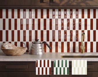 3D Peel and Stick Backsplash Kitchen: Linear Vinyl Adhesive Tile, Waterproof (10 Pcs)
