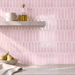 Thicker Pink Fish Scale Peel and Stick Tile Backsplash: 10pcs Vinyl Wall Decor