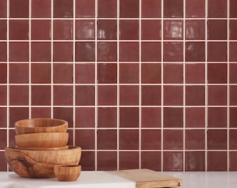 Thicker 3D Red Peel and Stick Backsplash: 3D Glossy Vinyl Tile Waterproof (10pcs)