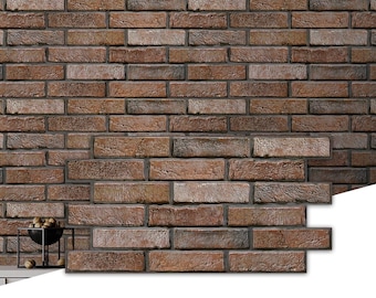 Paneles de pared de ladrillo marrón autoadhesivos: revestimiento de pared autoadhesivo de PVC 3D (12 láminas)