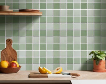 Matte Green Peel and Stick Tile Kitchen Backsplash: 3D PVC Wall Sticker(10 Pcs)