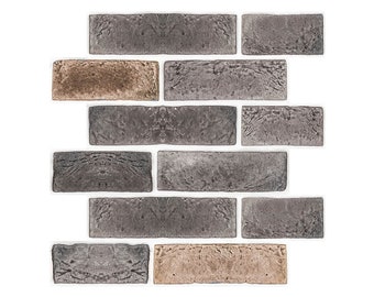 Commomy 3D Gray Brick Peel and Stick Wall Tile | Faux Brick Panels for Wall Decor | 10 Pcs, 11.8'' x 11.8'', Covers 9.7 sq.ft.