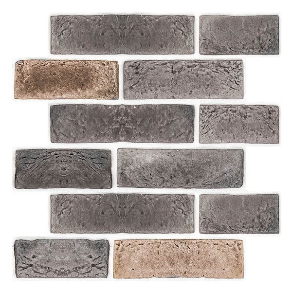 Commomy 3D Grau Brick Peel and Stick Wandfliese | Faux Brick Panels für Wanddekor | 10 Stück, 30,5 x 30,5 cm, Deckt 2,7 sq.ft.