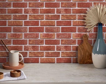 3D Red Brick Wall Sticker: Peel and Stick Brick Panels Wallpaper, 10 Sheets