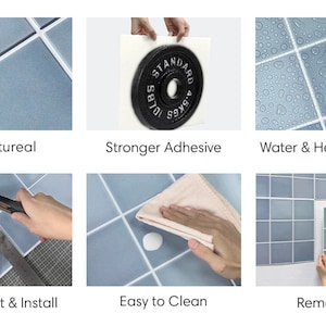 10 Pcs 3D Square Peel and Stick Backsplash Tile, DIY Blue 3D Decorative Stick on Tiles for Wall Decor, Heat Water Resistant, 11.8x11.8 zdjęcie 4