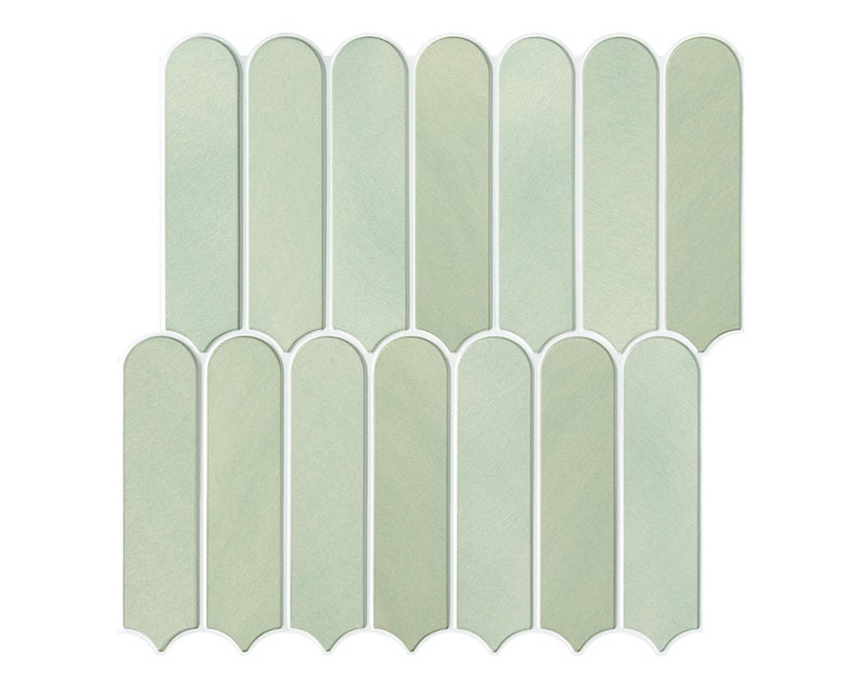 10 piezas/3D escamas de pescado pelar y pegar azulejos para pared, verde claro Peel Stick Backsplash cocina, resistente al calor, ultraligero, fácil bricolaje imagen 1