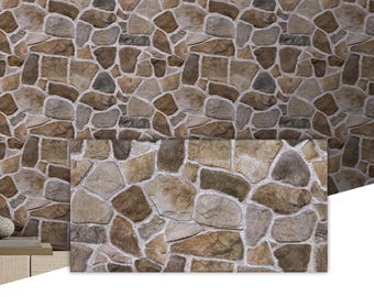 Faux Brown Stone Wall Panels Peel and Stick: 3D PVC Rock Self-Adhesive Wall Covering