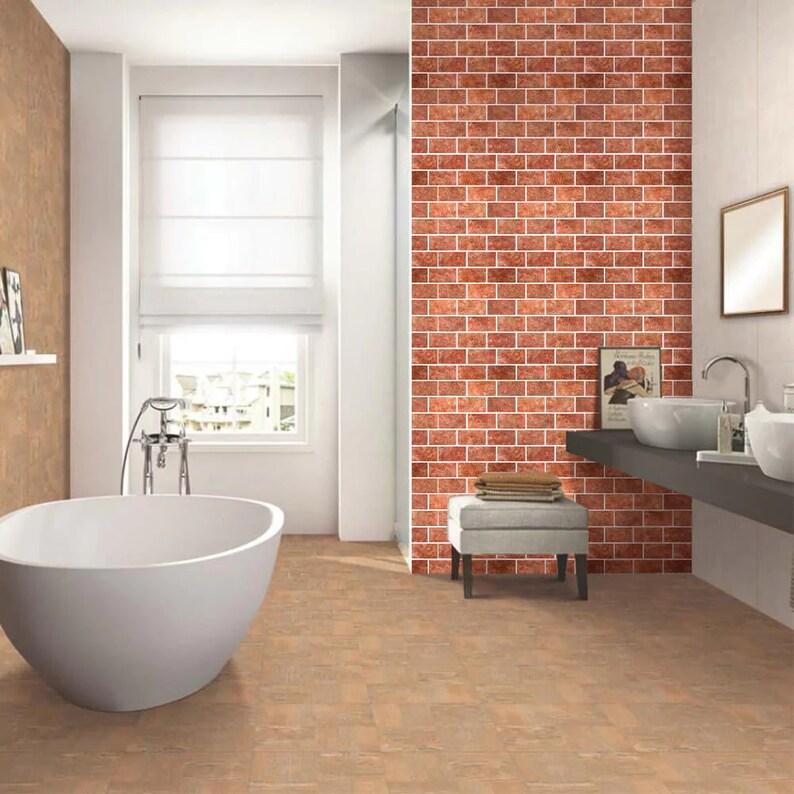 10 Pcs 3D Red Brick Peel and Stick Wall Tile, Faux Brick Backsplash for Kitchen Subway Stick On Tile, Water and Heat Resistant, Commomy zdjęcie 8