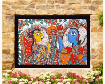 Ram Kewat Samwad Madhubani Painting Mithila Folk Art - Etsy
