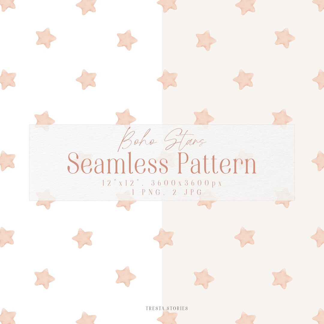 Pastel Watercolor Seamless Pattern, Cute Digital Paper, Boho Stars ...