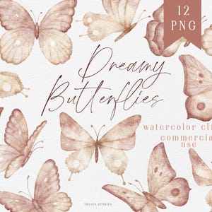 Aquarel vlinder clipart, dromerige kinderkamerinrichting, roze vlinders voor meisjes