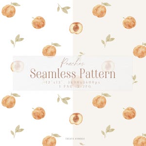 Pfirsiche Muster, Küchen Stoff muster, Aquarell Obst digitales Papier