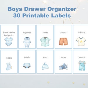 Clothes Drawer labels, Clothing Drawer Organizer, Closet Organiser, Wardrobe Dividers, Printable Instant download
